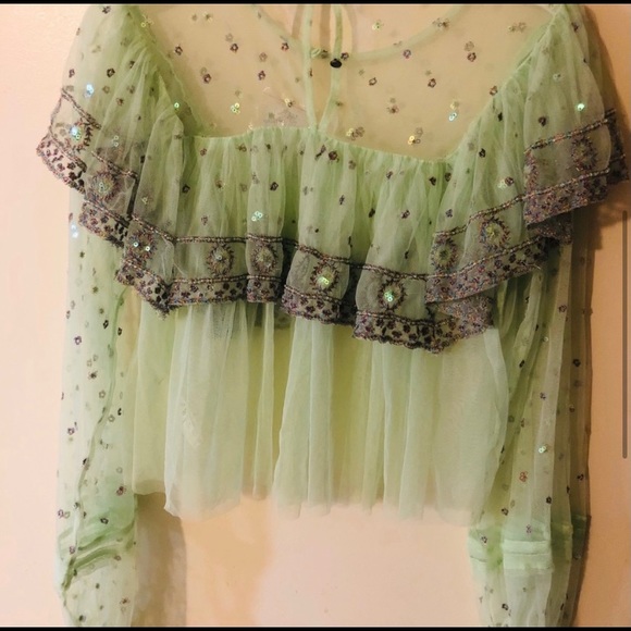 Free People Beaded Disco Ball Blouse NWOT - Picture 4 of 4
